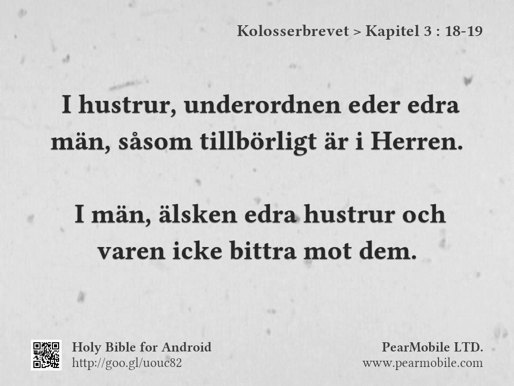 Kolosserbrevet, Kapitel 3:18-19